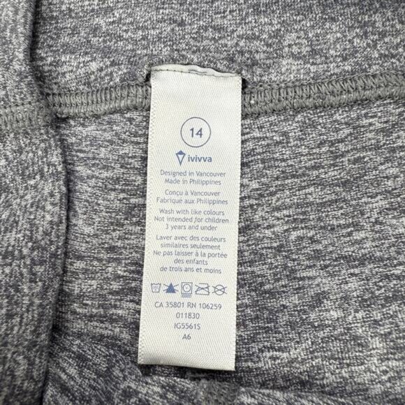 IVIVVA By Lululemon Girls High Waisted Legging 14 Heathered Grey - Picture 4 of 6